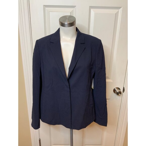 Hugo Boss Navy Blue Jaxetta Virgin Wool Blend Blazer Jacket, Size 12 - Picture 1 of 6